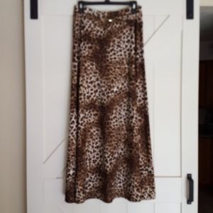 Leopard Print Maxi Skirt, Size M